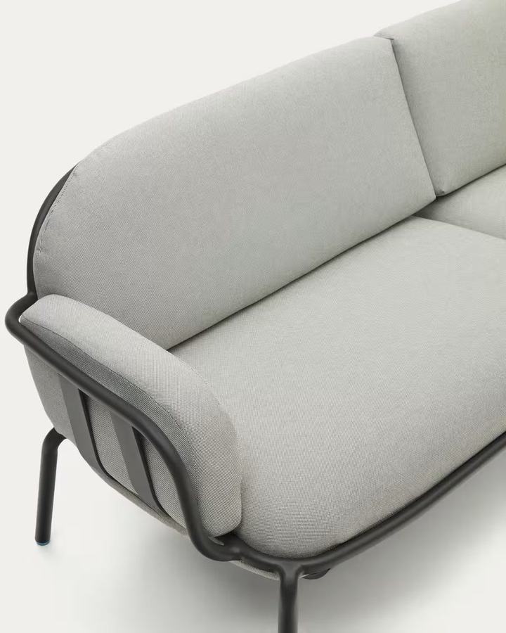 Joncols outdoor aluminium 3 seater sofa with powder coated grey finish, 224 cm