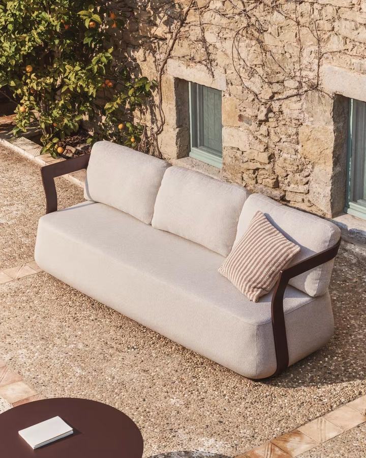 Tamaris brown aluminium 3-seater sofa 217cm