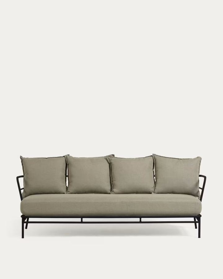 Mareluz 3 seater sofa in black steel, 197 cm