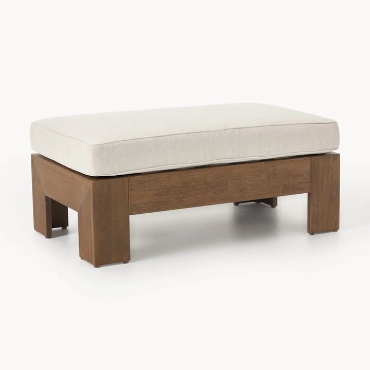 Acacia Wood Garden Ottoman Joshua, Beige