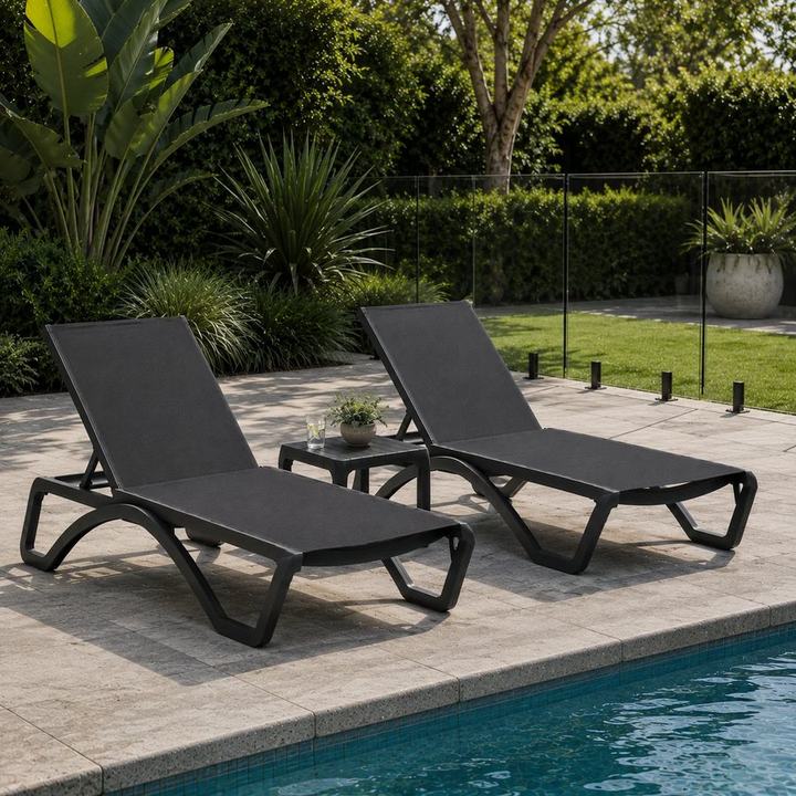 Aloha 3pc Sunlounge Setting - Charcoal