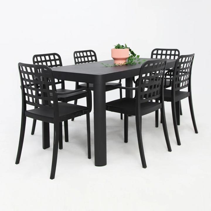 Frankie Azura 7pc Dining Set with Armchairs - Black