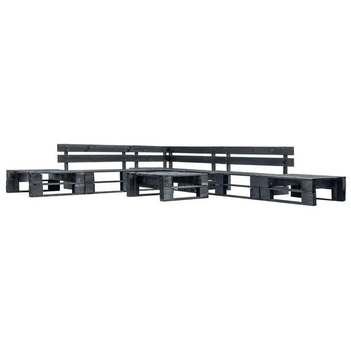 vidaXL 6 Piece Garden Pallet Lounge Set Black Wood