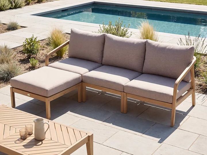 Garden Sofa Set 3 Seater RIVELLO with Ottoman Acacia Wood Light Brown