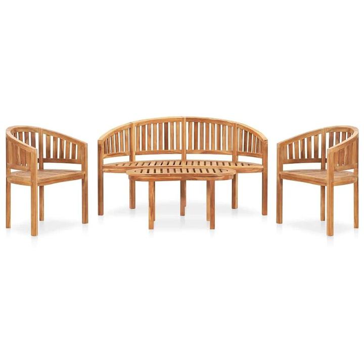 vidaXL 4 Piece Banana Garden Lounge Set Solid Teak Wood