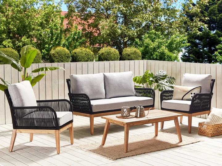 Garden Lounge Set with Table 4 Seater MERANO Acacia Wood Grey