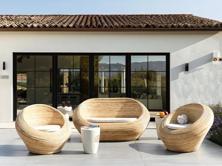 Garden Sofa Set 4 Seater MAIORI Rattan Natural
