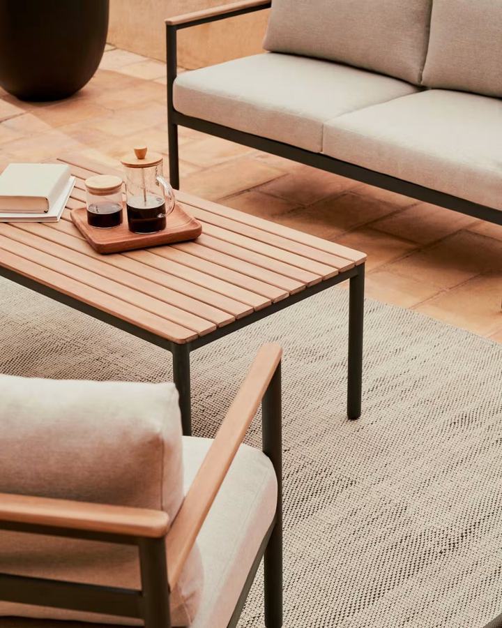 Aiguafreda set, 2 seater sofa, 2 chairs & coffee table made from grey aluminium 