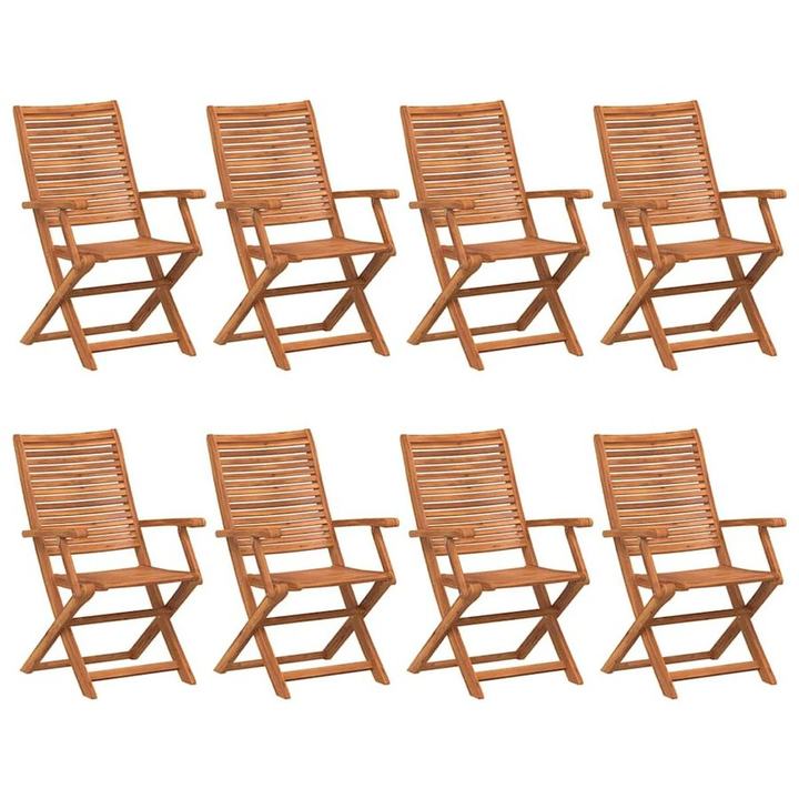 vidaXL Folding Chairs 8 pcs 57x66x95 cm Solid Wood Acacia