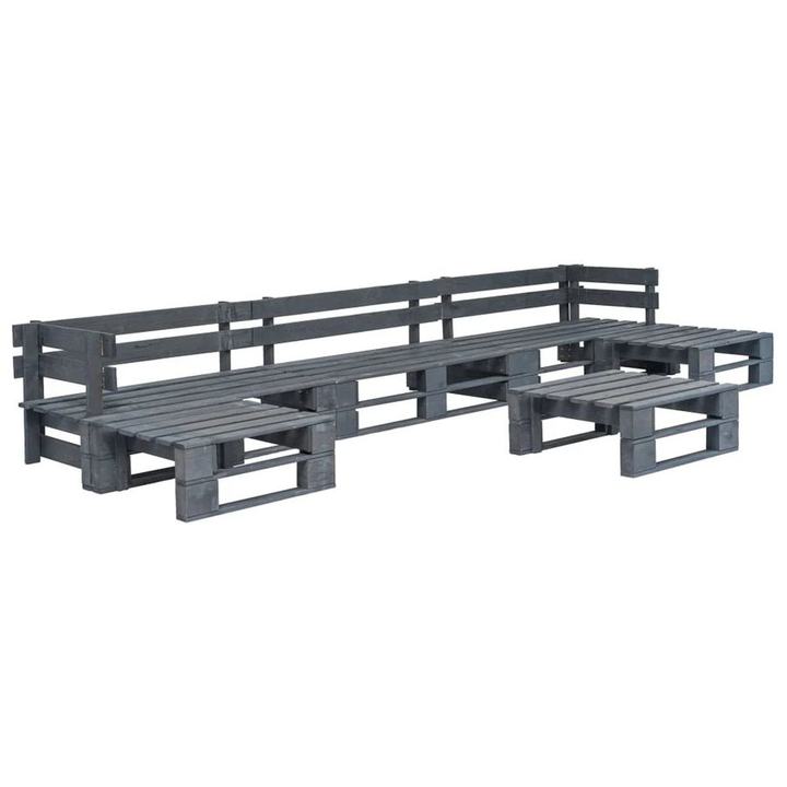 vidaXL 6 Piece Garden Lounge Set Pallets Wood Grey