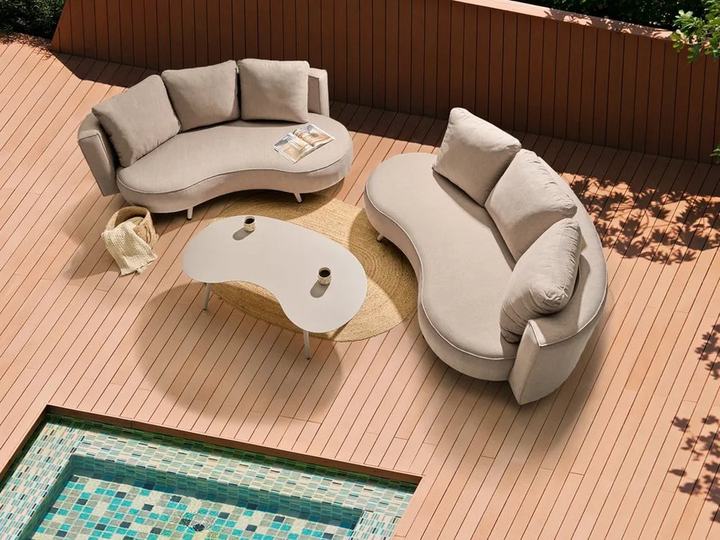 Garden Lounge Set with Table 6 Seater PARORI Beige