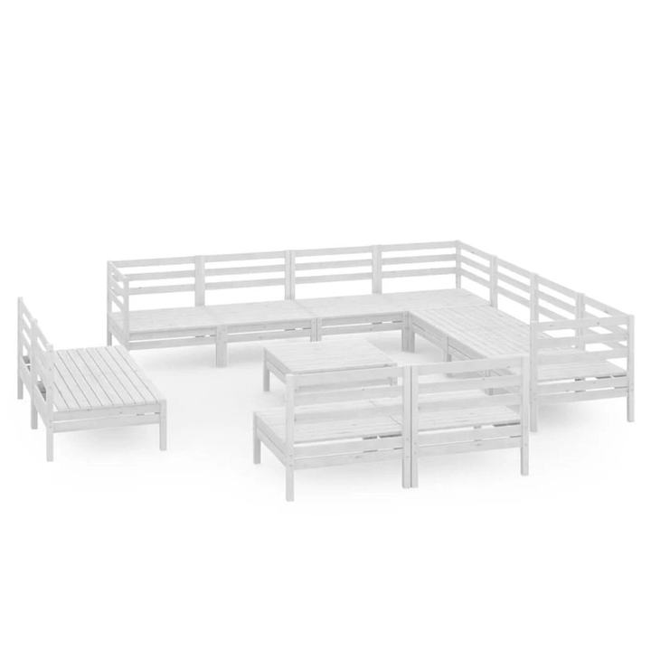 vidaXL 12 Piece Garden Lounge Set Solid Wood Pine White